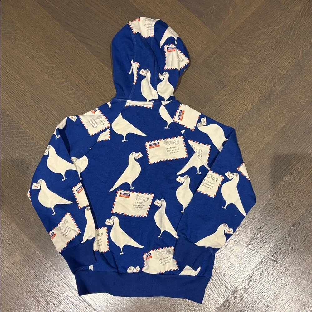 Mini Rodini pigeons Blue Hoodie - Picture 7 of 7